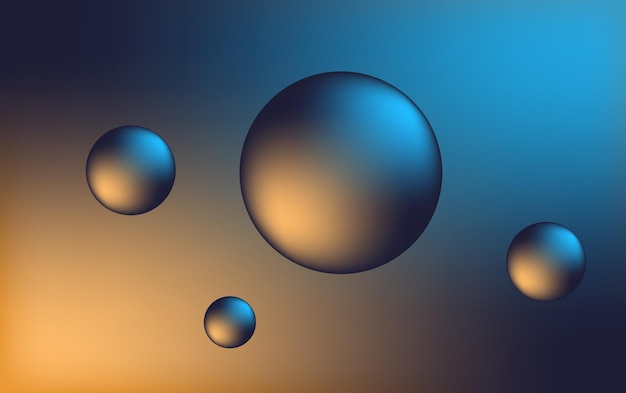 Fondo abstracto con esferas vectoriales 3D cubierta oscura con formas redondas