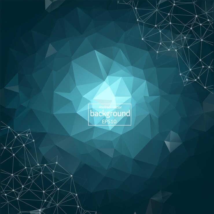 Vector fondo abstracto espacio poligonal oscuro con puntos y líneas de conexión. estructura de conexión. fondo de ciencia vectorial. fondo de vector poligonal. fondo futurista de hud.