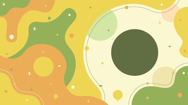 Un fondo abstracto de estilo plano moderno con círculos, líneas y otras formas abstractas