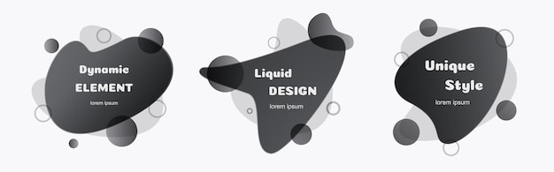 Fondo abstracto fluido conjunto estilo gradiente color negro pancarta geométrica líquida aislada forma dinámica minimalista futurista para presentación de logotipo cartel flyer impresión web post social vector 10 eps