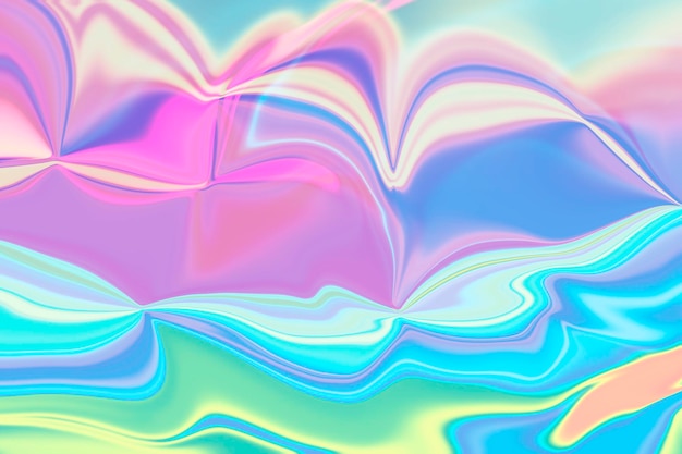 Fondo abstracto fluido holográfico se pliega patrón de vector colorido