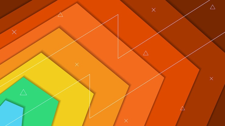 Vector fondo abstracto de forma dinámica del pentágono colorido para papel tapiz, página de inicio o banner de sitio web