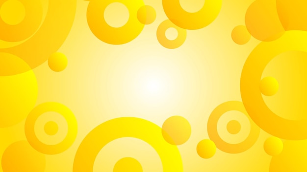 Fondo abstracto de formas de círculo dinámico blanco y amarillo