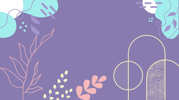 Fondo abstracto con formas dibujadas a mano y elementos florales Ilustración vectorial
