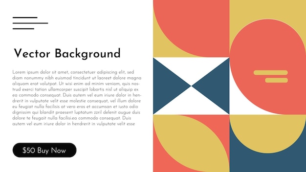 Fondo abstracto con formas geométricas coloridas y ilustraciones vectoriales de líneas curvas