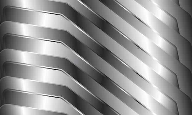 Fondo abstracto de formas geométricas metálicas plateadas 3d. Textura de metal de patrón degradado plateado tridimensional. Ilustración vectorial