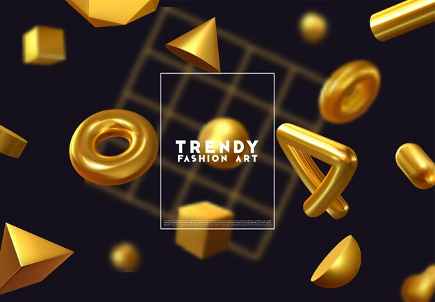 Fondo abstracto con formas geométricas realistas de objetos 3d. ilustración vectorial