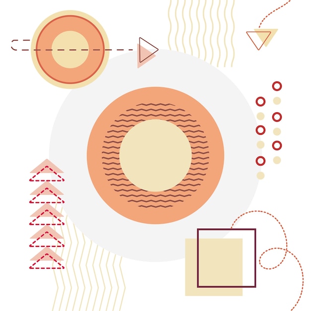 Fondo abstracto con formas geométricas simples y flechas Ilustración al estilo de Memphis