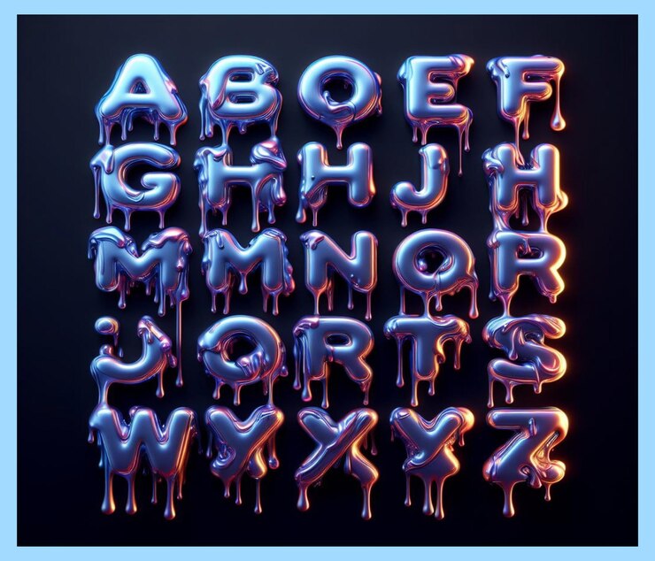 Fondo abstracto con formas líquidas azules Ilustración holográfica de gotas de líquido fluido