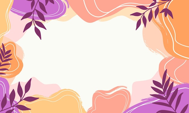 Fondo abstracto de formas orgánicas en colores pastel con texturas de hojas, estilo de Memphis