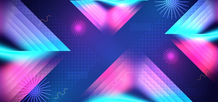 Fondo abstracto futurista de alta tecnología geométrico de neón de moda