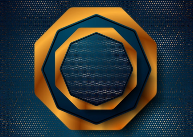 Fondo abstracto geométrico azul y dorado
