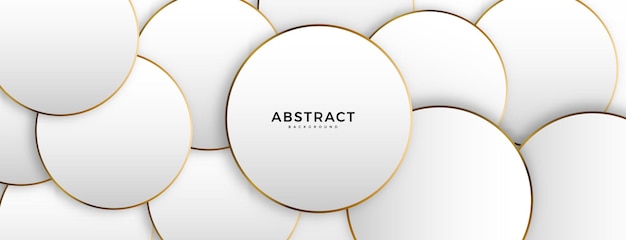 fondo abstracto geométrico con forma blanca y contorno dorado Diseño de banner vectorial