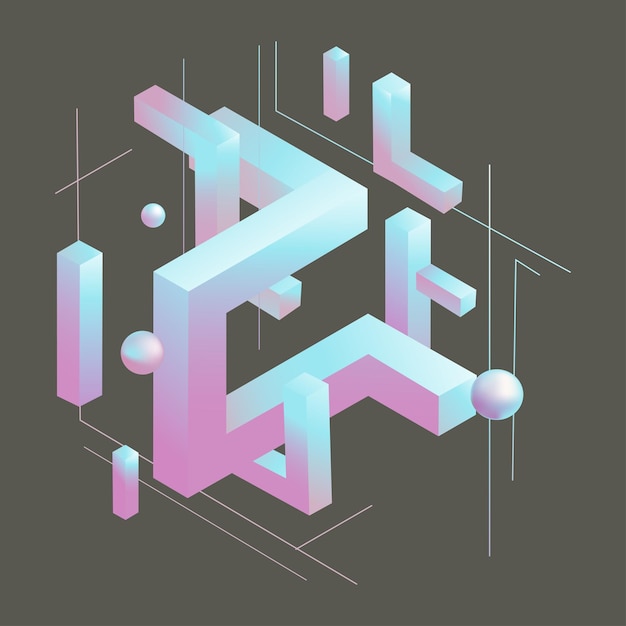 Fondo abstracto geométrico con formas y líneas isométricas Diseño isométrico de moda con efecto 3D