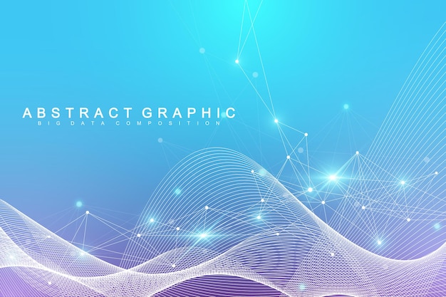 Fondo abstracto geométrico con línea y puntos conectados