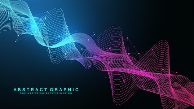 Fondo abstracto geométrico con líneas conectadas y puntos molécula de punto de flujo de conectividad