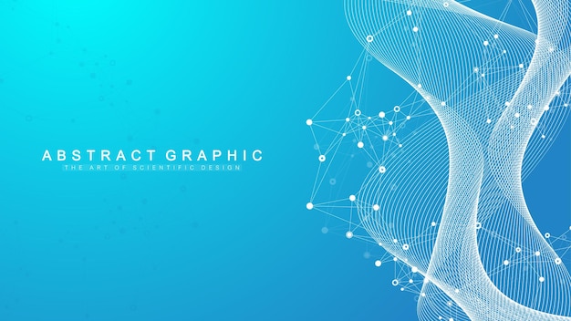 Fondo abstracto geométrico con líneas y puntos conectados Punto de flujo de conectividad Molécula y fondo de comunicación Fondo de conexión gráfica para su diseño Ilustración vectorial