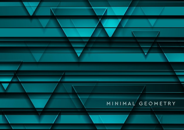 Fondo abstracto geométrico minimalista de color turquesa con triángulos brillantes