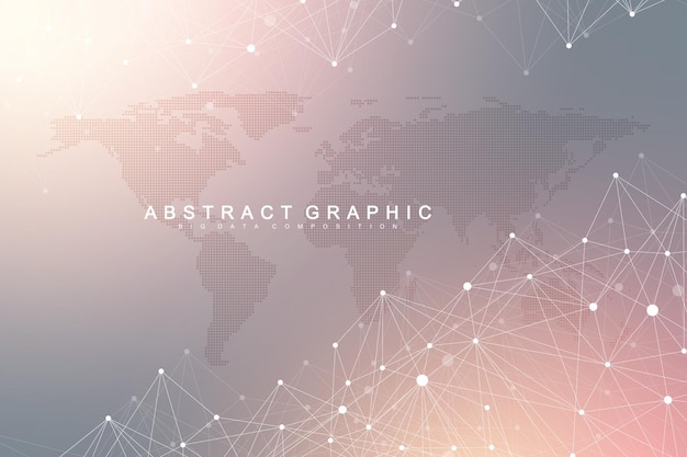 Fondo abstracto geométrico con puntos y líneas conectadas Fondo de red y conexión para su presentación Fondo poligonal gráfico Ilustración de vector científico