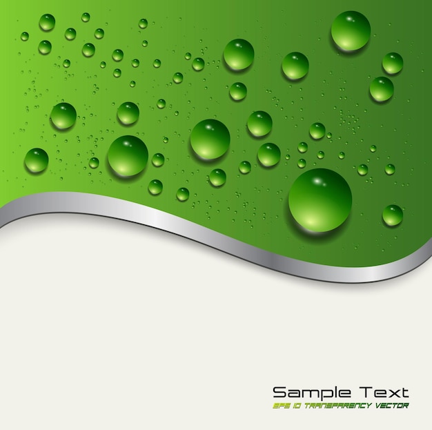 Fondo abstracto con gotas de agua en vector verde