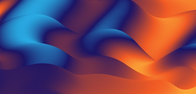 Fondo abstracto de gradiente de fluido azul naranja dinámico de alto grado de ondulación de moda
