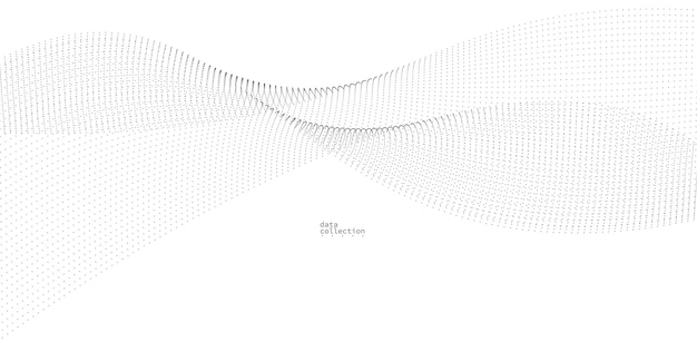 Fondo abstracto gris claro onda vectorial de partículas que fluyen líneas curvas de puntos en movimiento tecnología y ciencia tema aireado y fácil ilustración futurista