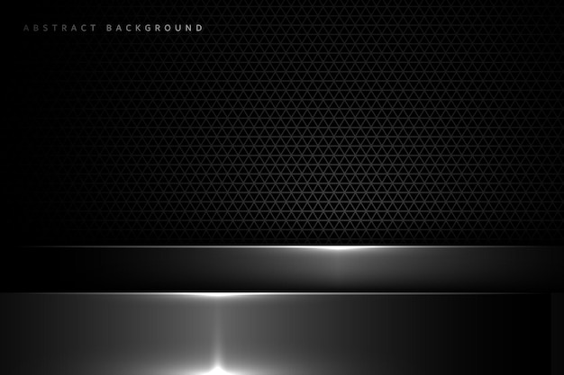 Vector fondo abstracto gris oscuro con moderno efecto de luz blanca plateada con textura triangular realista