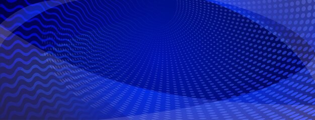 Fondo abstracto hecho de curvas y puntos de medio tono en colores azules
