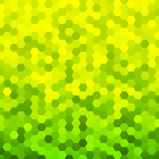 Vector fondo abstracto hecho de pequeños hexágonos verdes y amarillos