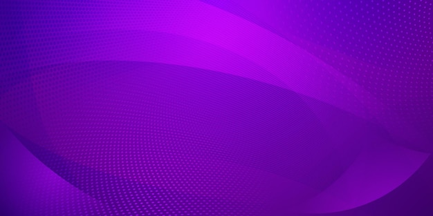 Vector fondo abstracto hecho de puntos de semitono y líneas curvas en colores púrpura