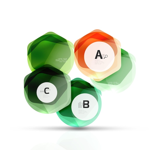 Fondo abstracto de hexágono geométrico moderno de vidrio Fondo de plantilla vectorial para opciones de número de diagrama de diseño de flujo de trabajo de impresión o banner de diseño web