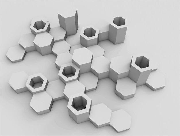 Fondo abstracto de hexágonos. Elementos hexagonales modernos en una vista en perspectiva.