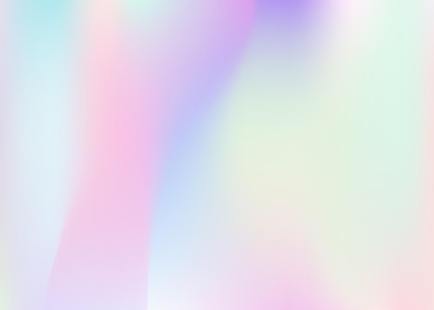 Fondo abstracto holográfico. Fondo holográfico multicolor con malla de degradado. Estilo retro de los 90, 80. Plantilla gráfica nacarada para folleto, banner, papel tapiz, pantalla móvil.