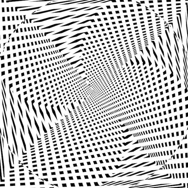 Fondo abstracto ilusión óptica de superficie distorsionada rayas retorcidas en círculo superficie 3d estilizada ilustración vectorial ideal para carteles publicitarios de arte mural