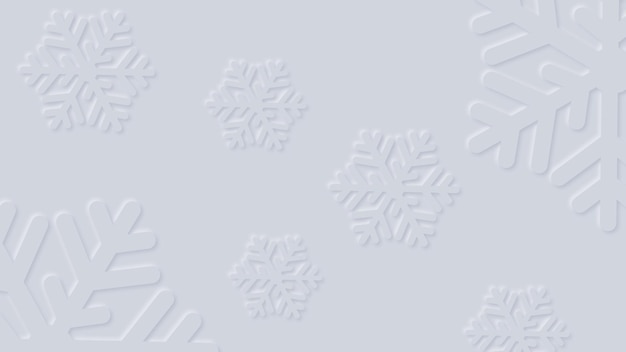 Fondo abstracto de invierno simple con copos de nieve de papel cortado