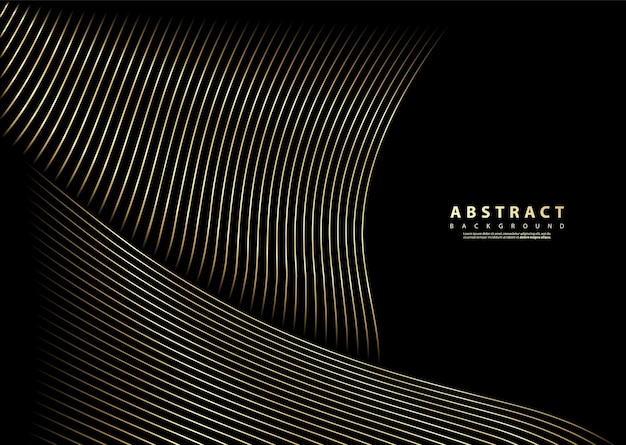 Fondo abstracto con línea dorada onda estilo de lujo patrón técnico línea ondulada curva franja lisa