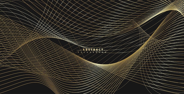 Fondo abstracto con línea dorada onda estilo de lujo patrón técnico línea ondulada curva suave
