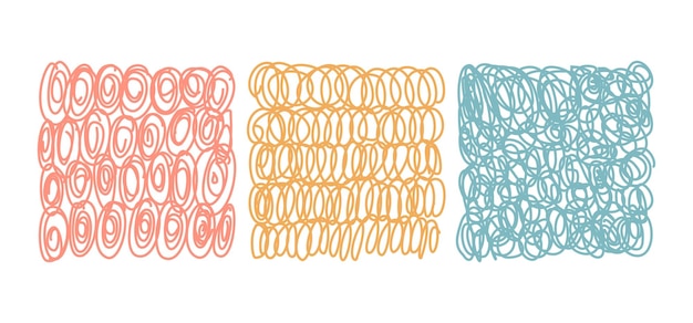 Fondo abstracto de líneas curvas dibujadas a mano Conjunto vectorial de garabateo con lápiz Dibujo infantil