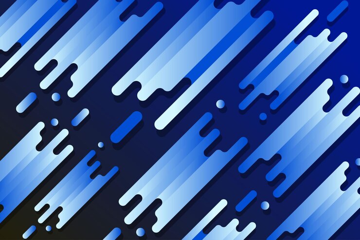 Fondo abstracto de líneas diagonales con bordes redondeados formas en azul gradiente en colores azul oscuro