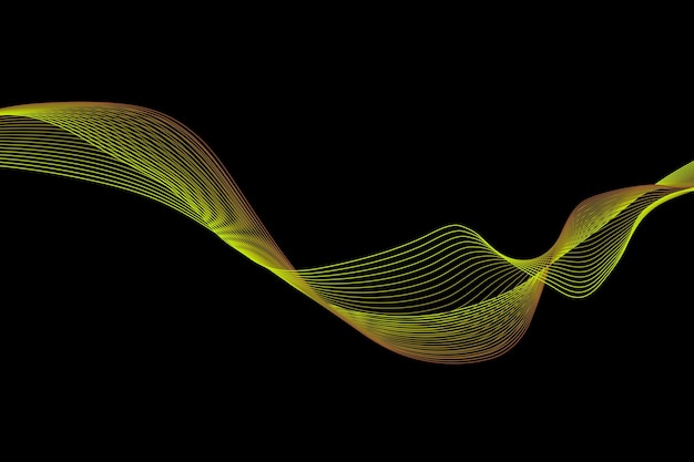 Fondo abstracto de líneas de onda dorada colorida. Fondo de pantalla. Ilustración vectorial