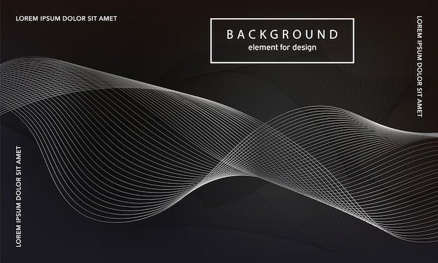 Fondo abstracto. Líneas de ondas brillantes negras. Elemento de onda para el diseño. Raya suave de línea ondulada curva
