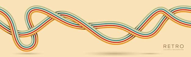 fondo abstracto de líneas onduladas de arco iris en estilo minimalista retro