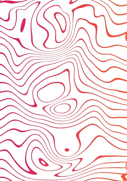 Fondo abstracto con líneas onduladas licuadas en colores rojo y blanco Ilustración vectorial