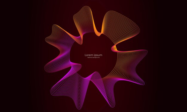 Fondo abstracto de líneas onduladas de onda sonora aisladas en un fondo oscuro Concepto de tecnología musical ciencia modernidad Vector EPS 10