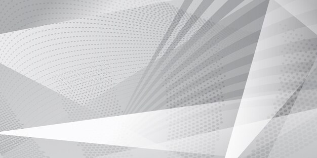 Fondo abstracto de líneas, polígonos y puntos que se cruzan en colores blanco y gris