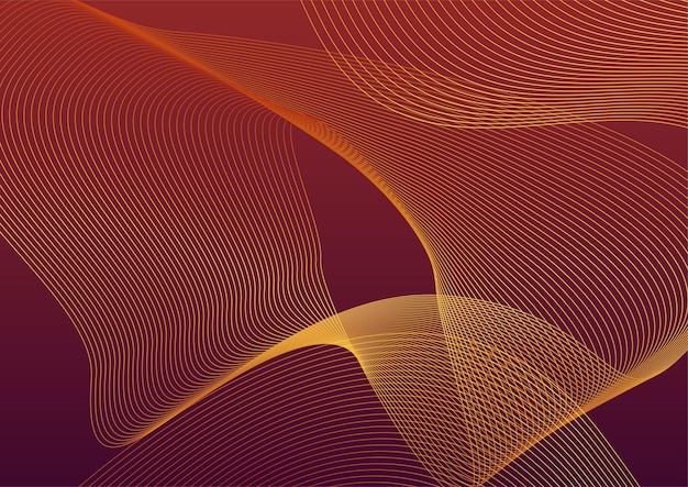 Fondo abstracto de líneas rojas y doradas
