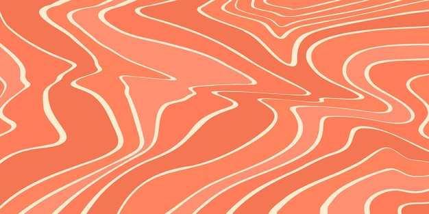 Fondo abstracto con líneas en tonos naranja y rosa textura de filete de salmón a mano de estilo plano