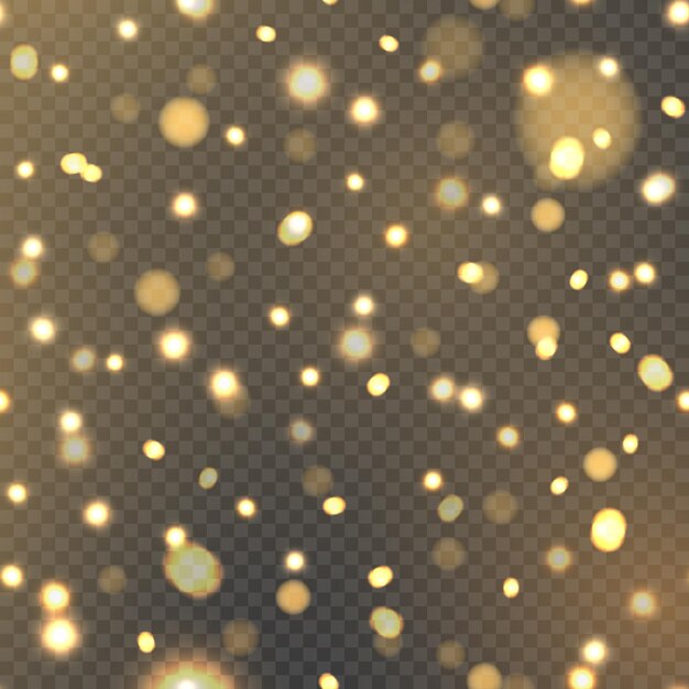Fondo abstracto con luces de desenfoque de oro que caen. Vector