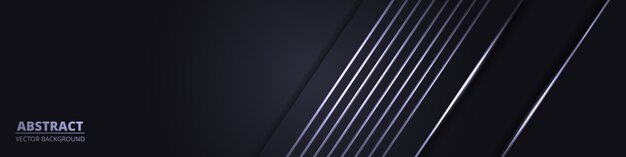 Fondo abstracto de lujo ancho negro con líneas blancas y sombras.