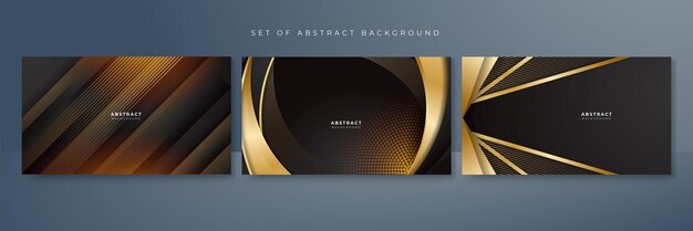 Vector fondo abstracto de lujo de formas geométricas negras y doradas